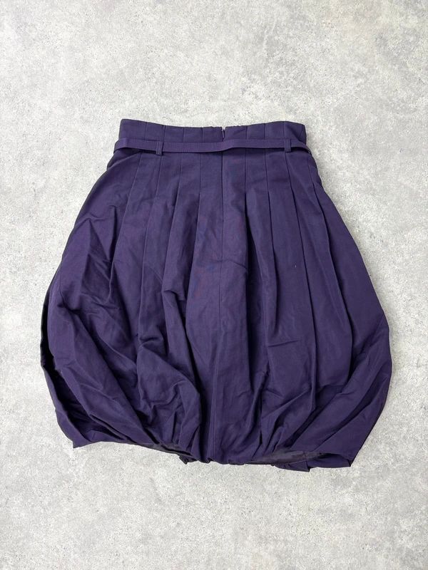 pleated puff balloon purple midi silk cotton skirt