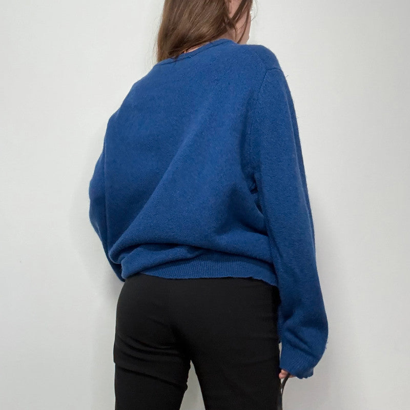 oversized blue wool knitted jumper