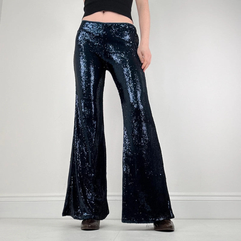 blue sequin metalic Free People flares