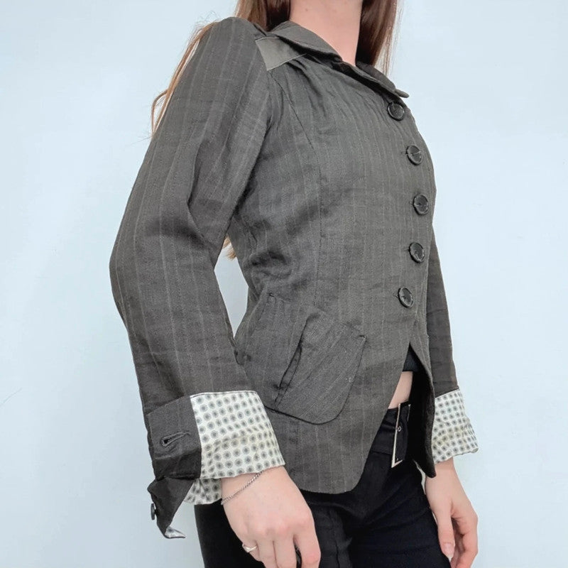 pinstripe flared asymmetric military napoleonic jacket