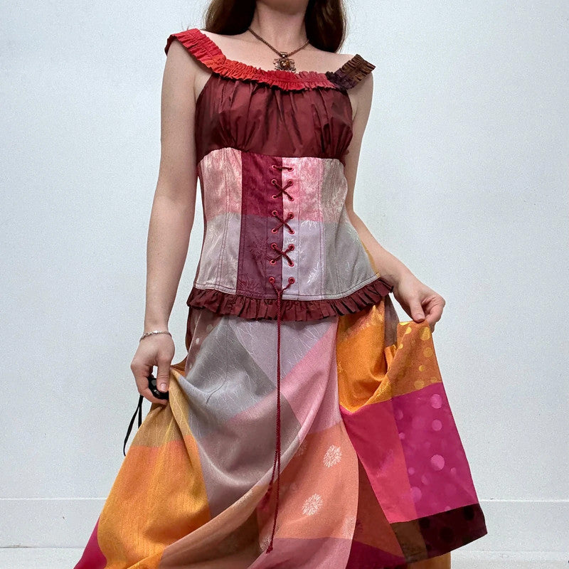 tartan corset lace dress