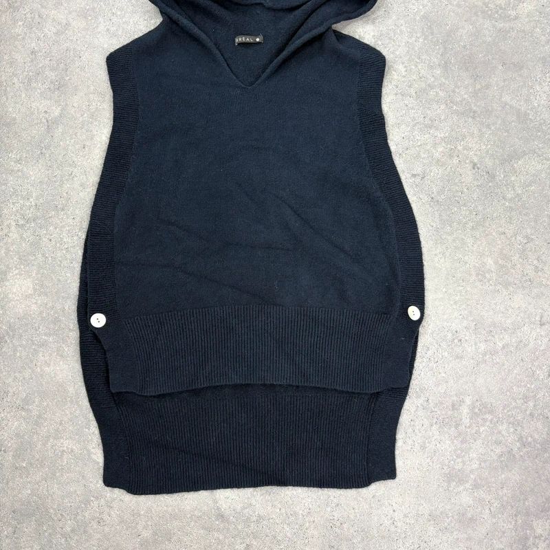 Navy knitted slouchy vest top