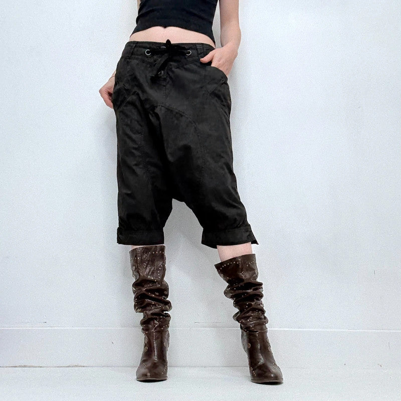 black cropped batwing capri pants