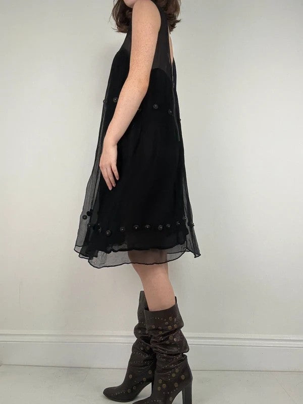 Grunge indie punky layered floaty black dress