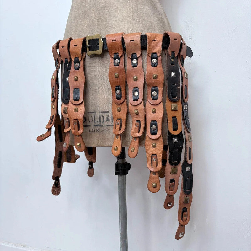 studded leather hanging boho belt