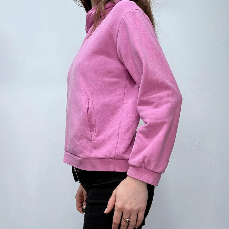 pink pangia cropped cotton hoodie