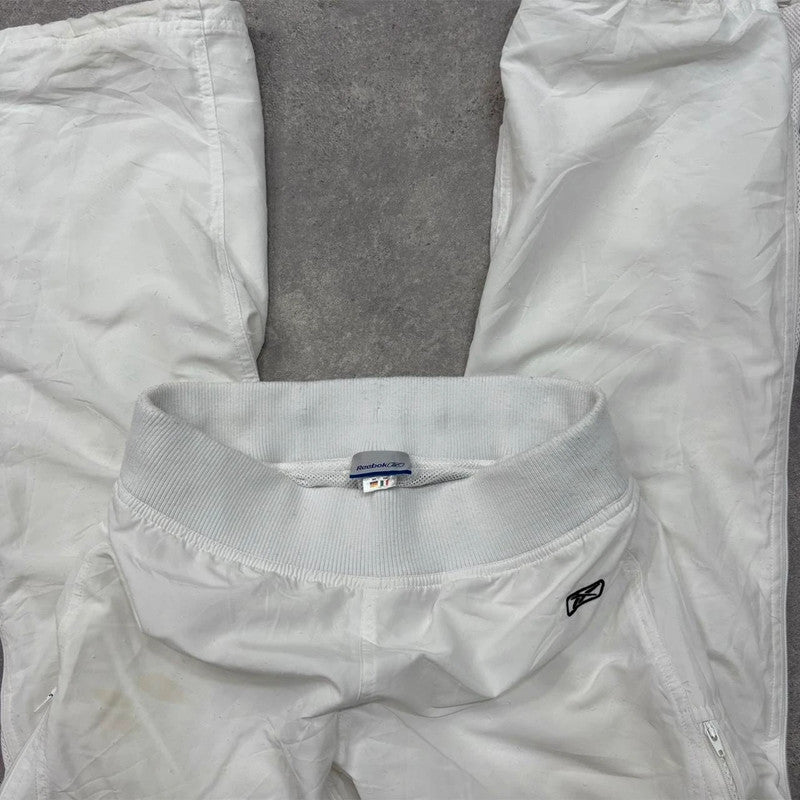 white flared wide leg trackies