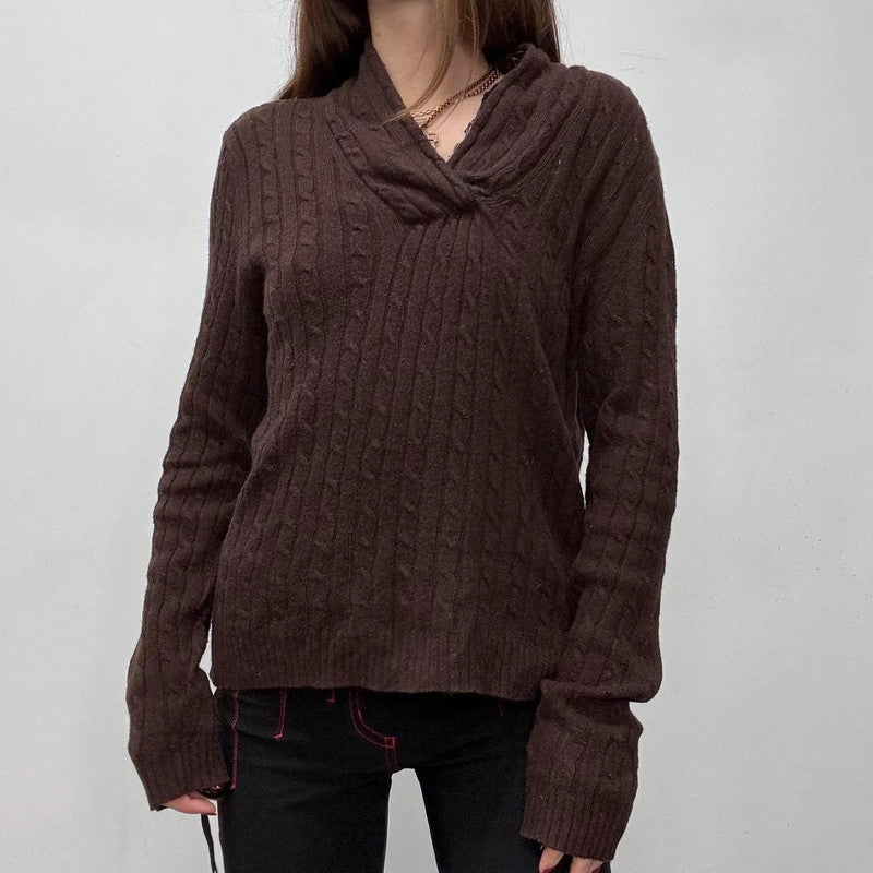 slouchy brown knit jumper