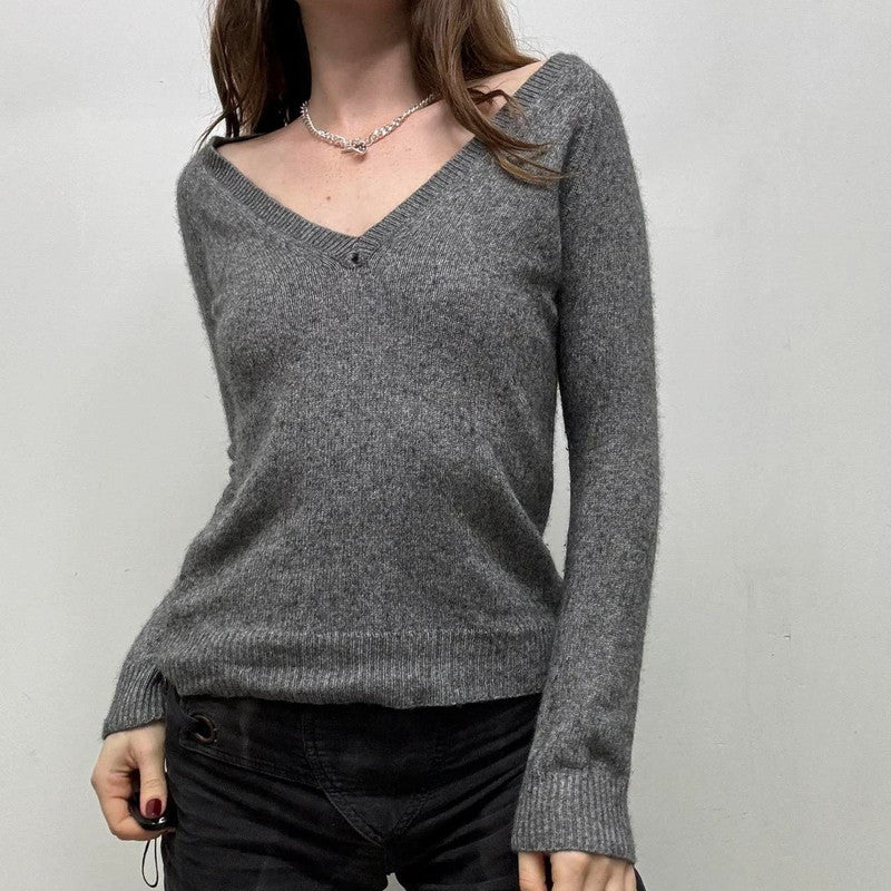 grey cashmere knit jumper
