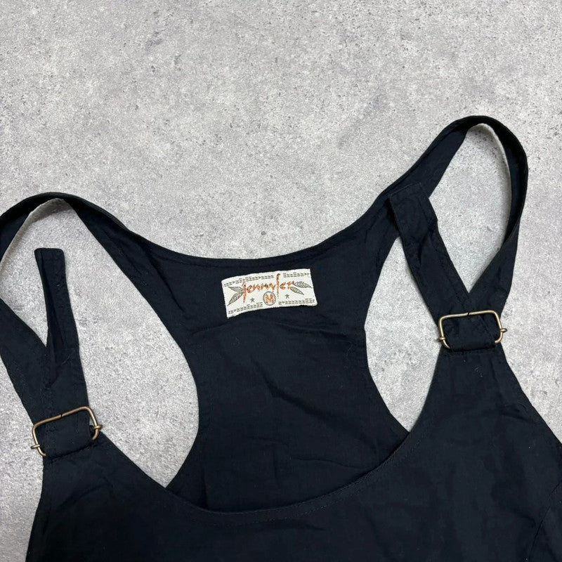 black mini buckle dress