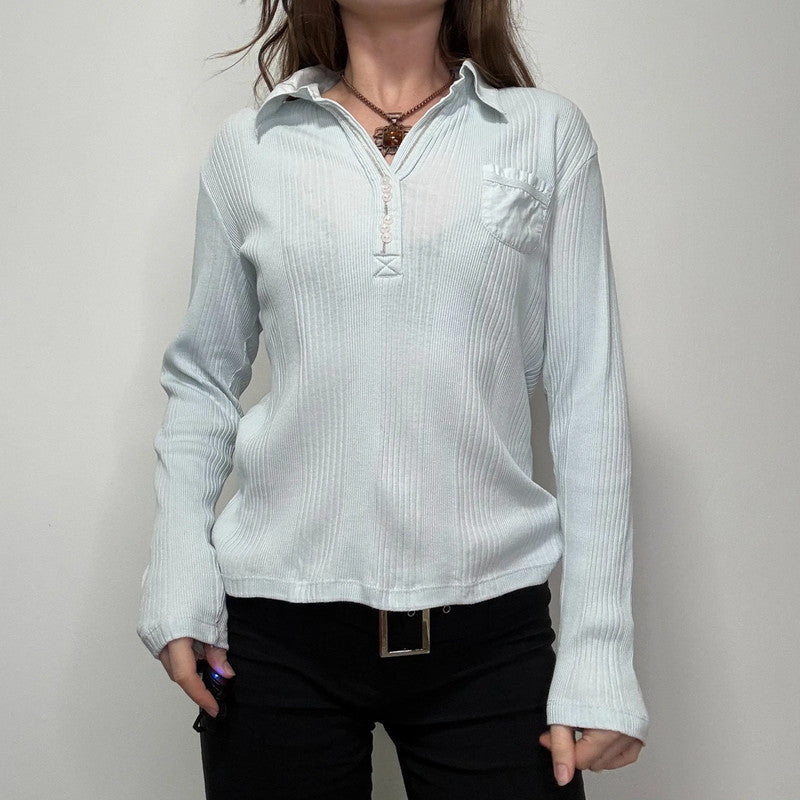baby blue cotton ribbed shirt