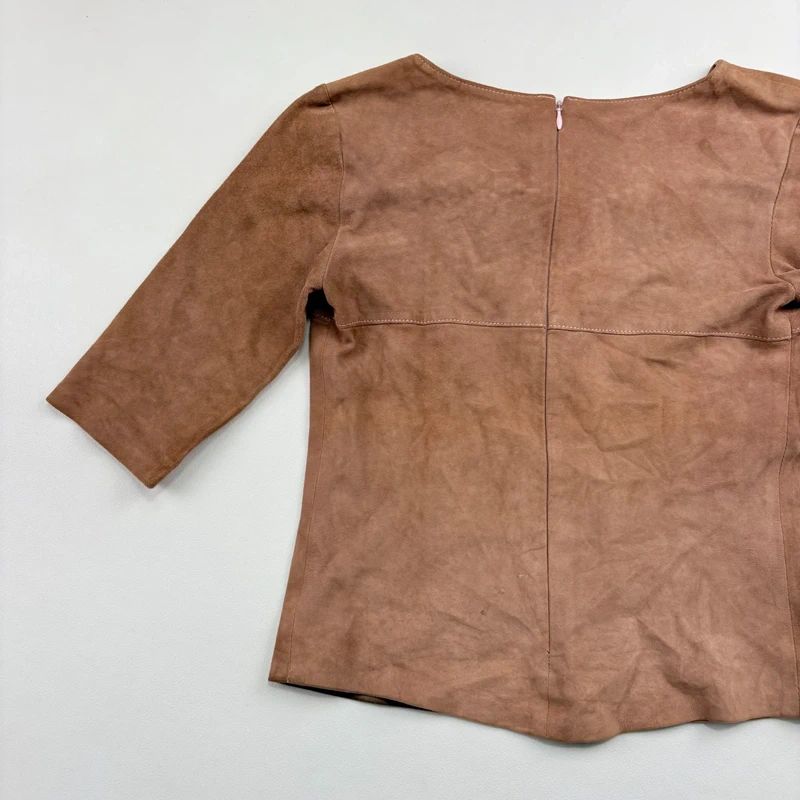 Boat neck Suede Fitted Top