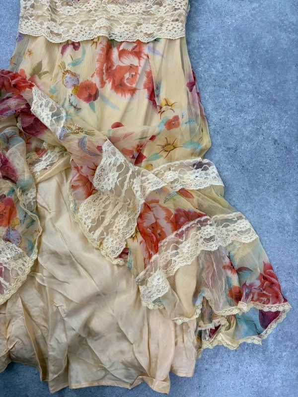 Butter yellow summer dress layered floral watercolour