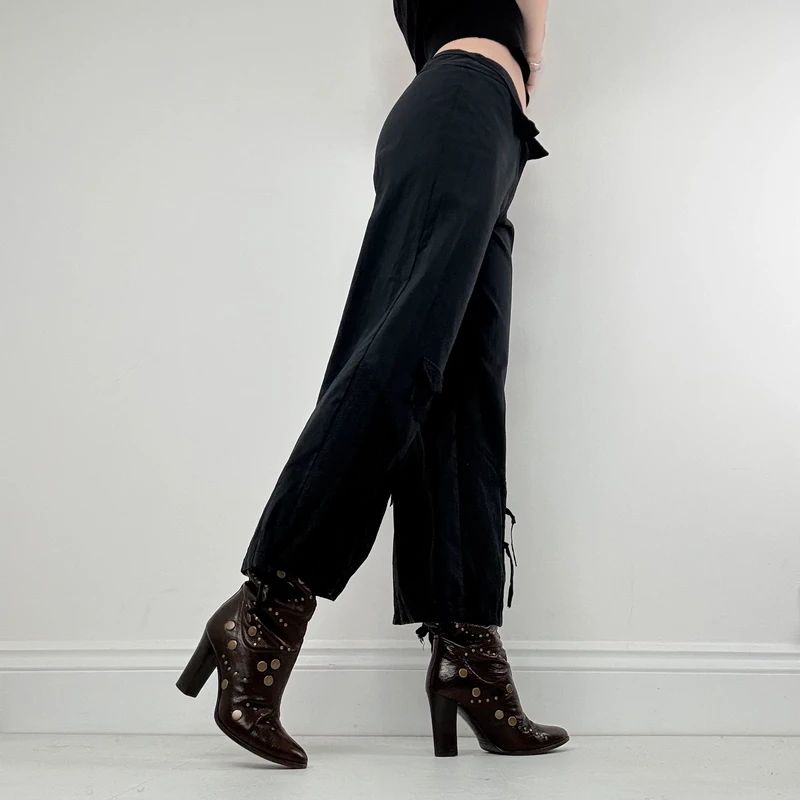 low rise wide leg capri pants