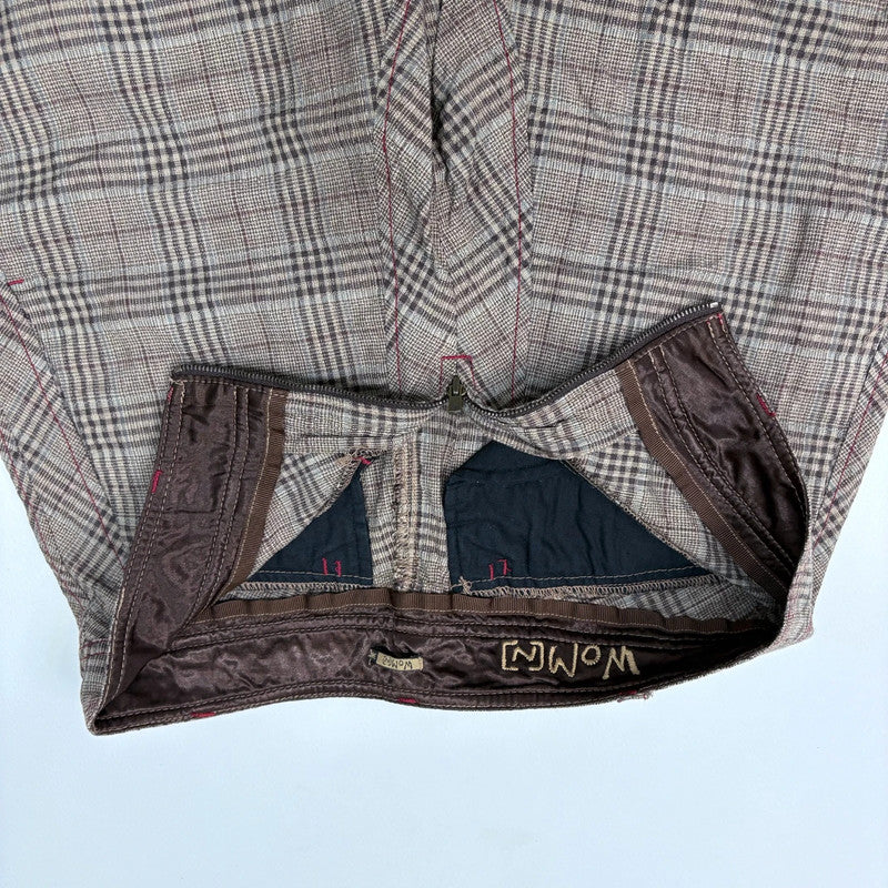 Archival tartan gathered puff trousers