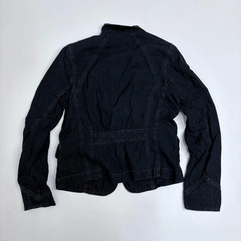 asymmetric flared grunge linen jacket