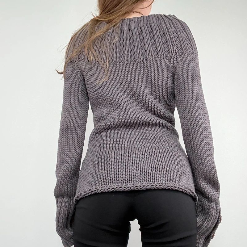 chunky knit ribbed funnel neck jumper