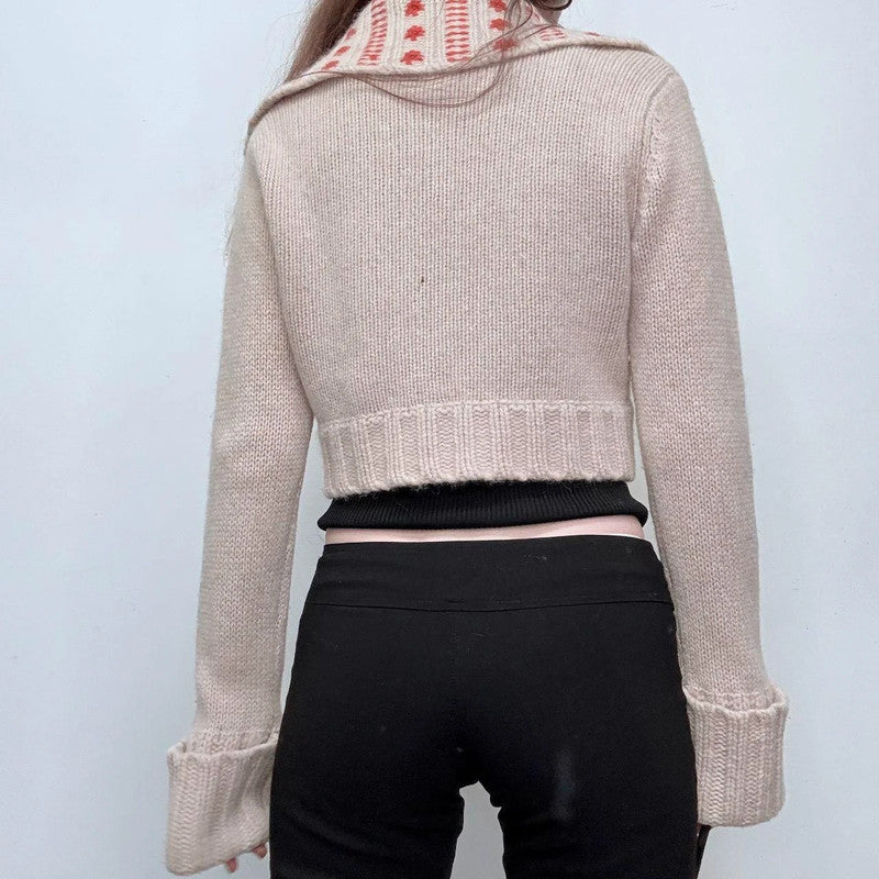 cropped brown wool boho cardigan