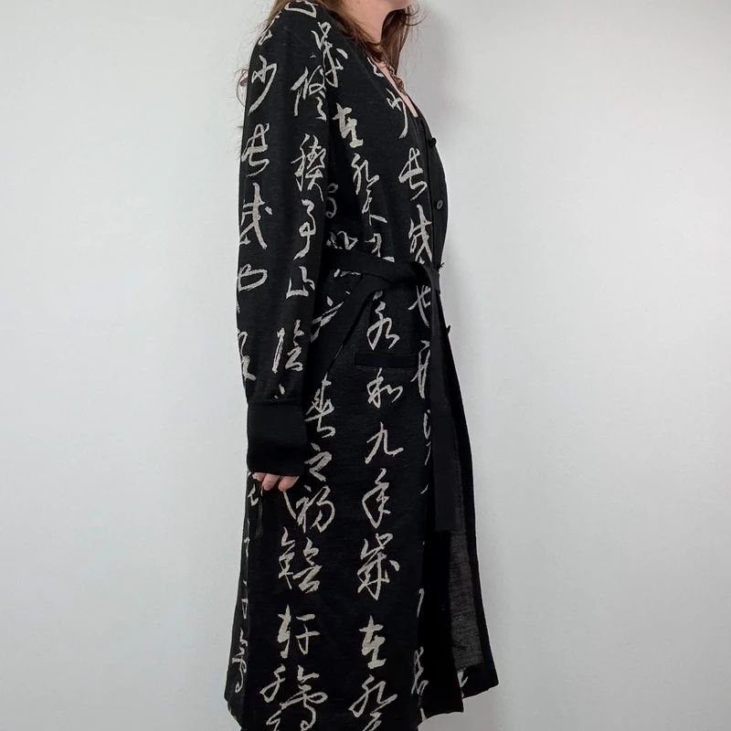 Hanae Mori Longline Wool Cardigan