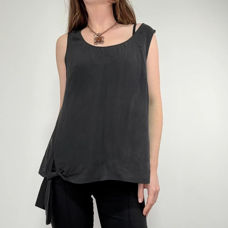 slouchy Silk allsaints asymmetric black vest