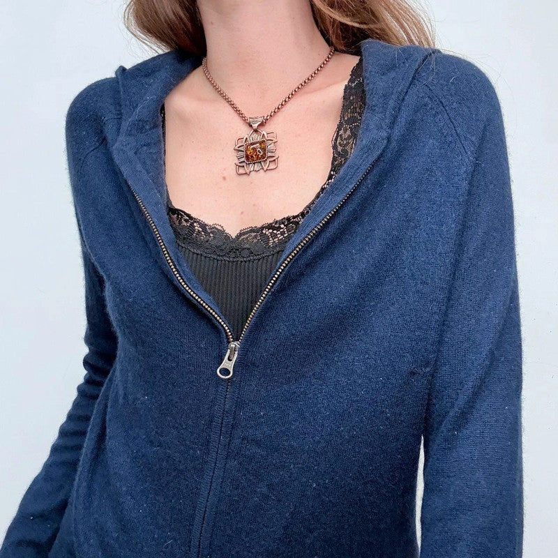 navy cashmere slouchy hoodie