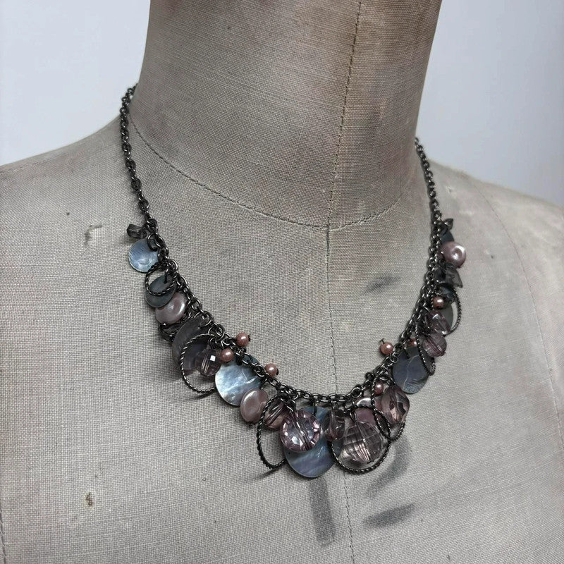 metal boho pearl necklace