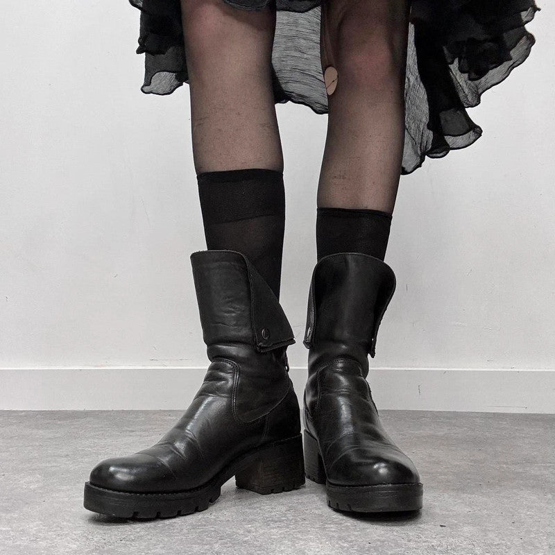 black studded leather biker boots