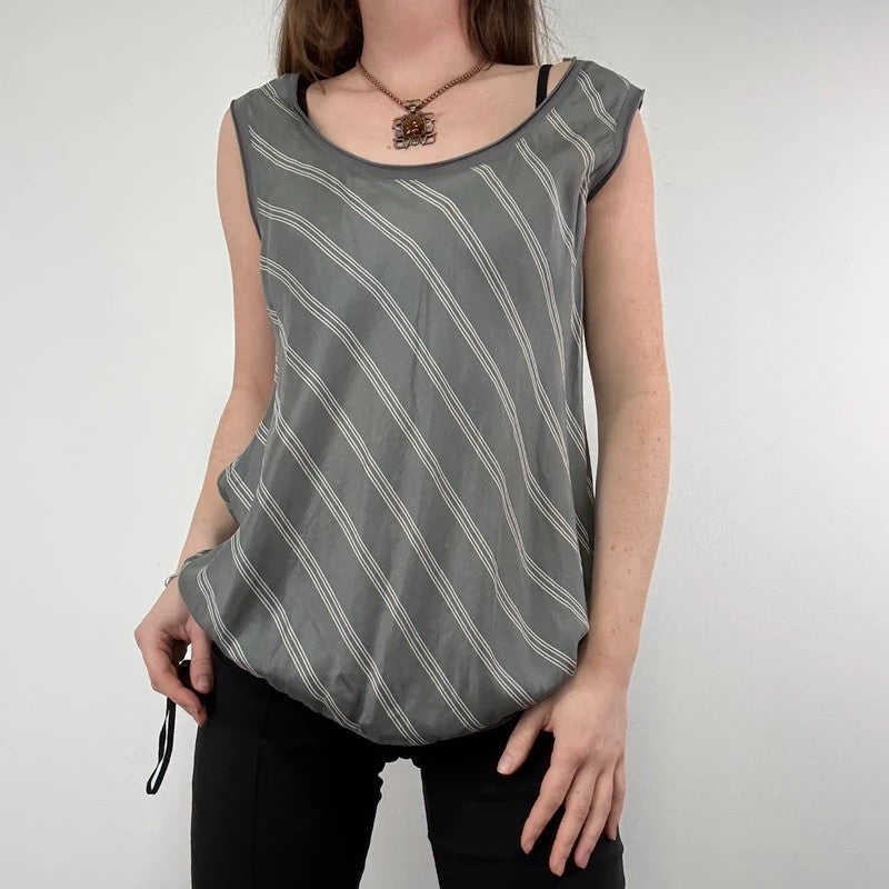 pinstripe silk slouchy grey vest top