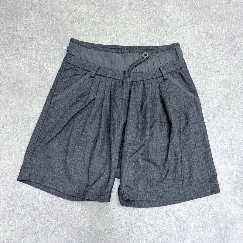 high rise corset style pleated shorts