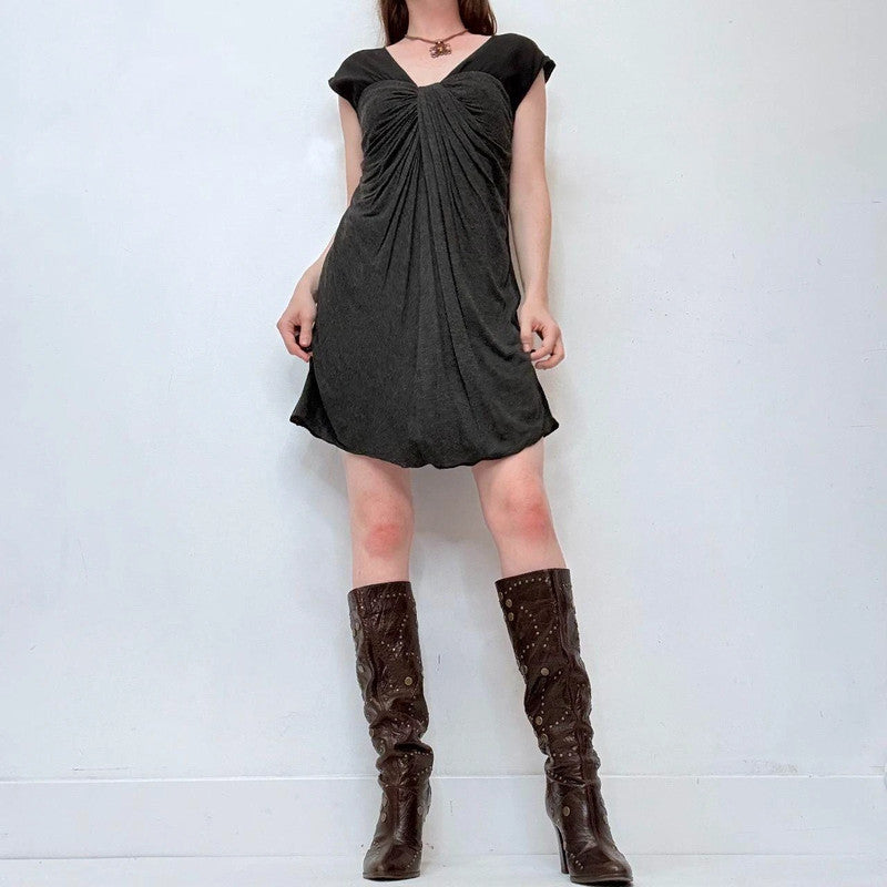 draped silk slouchy grey Armani dress