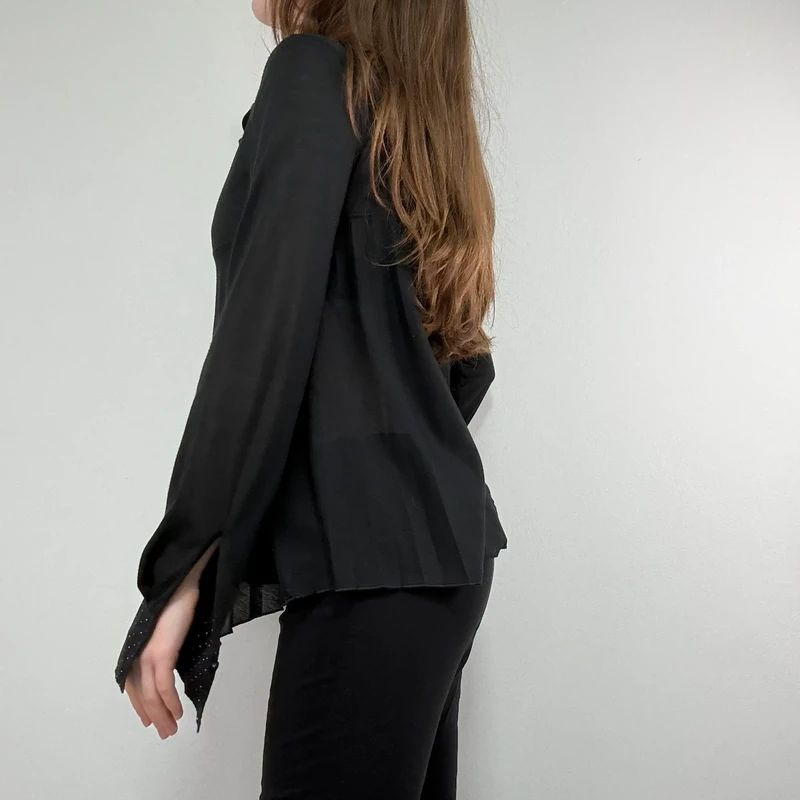 Black Cop Copine pleated flared shirt