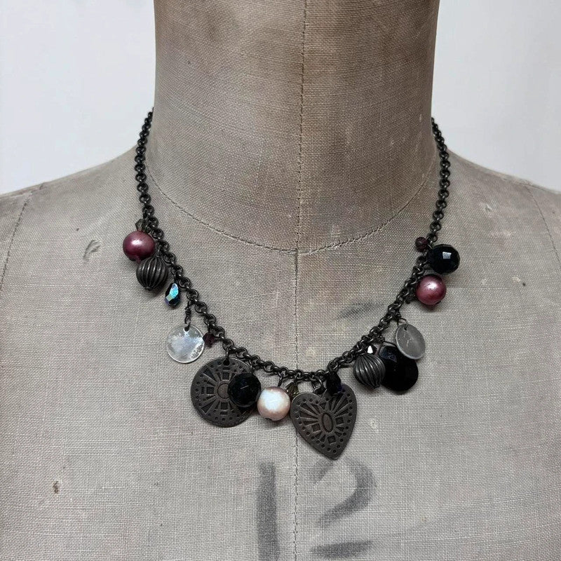 beaded charm necklace