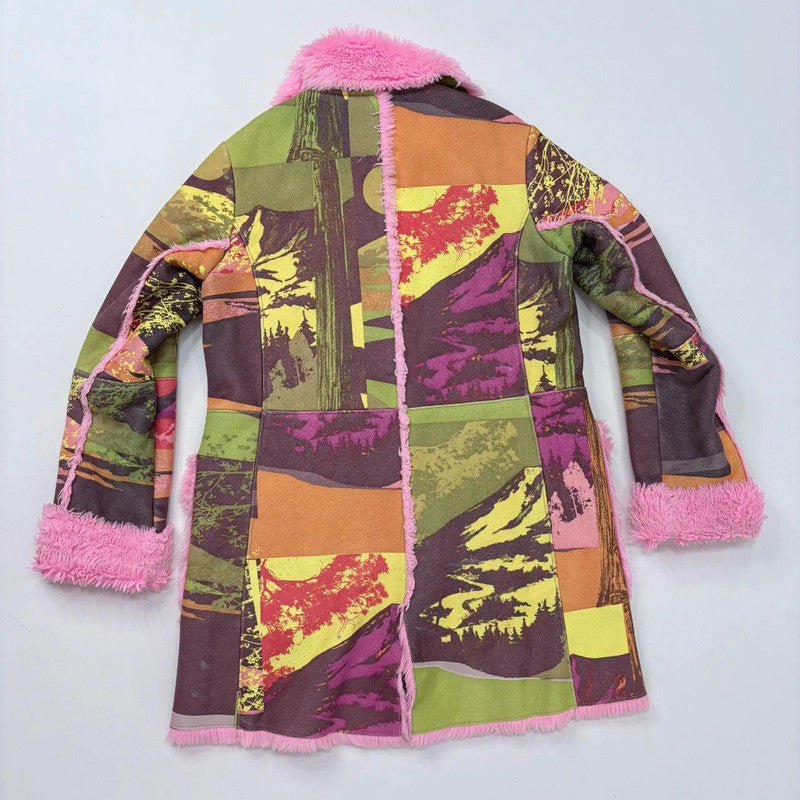 pink graphic Custo Barcelona patchwork  coat