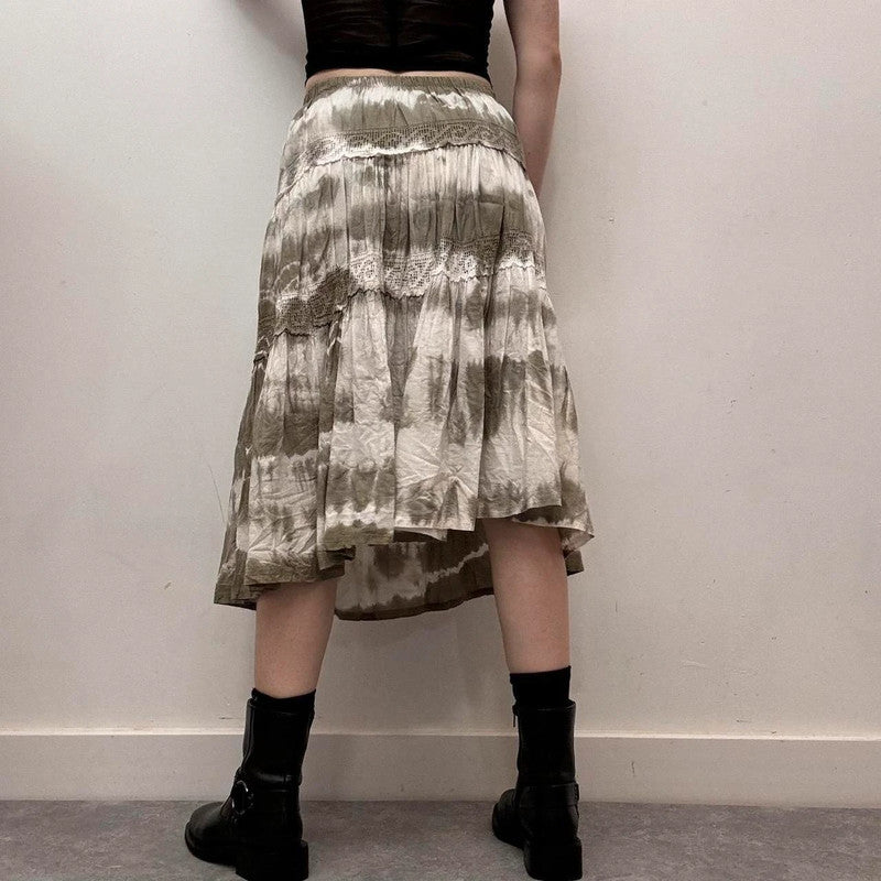 Distressed lace boho skirt