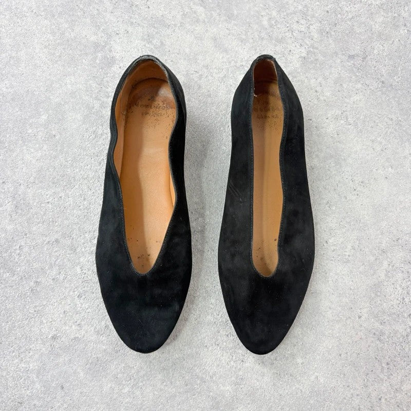 Sezane black leather suede ballet flats