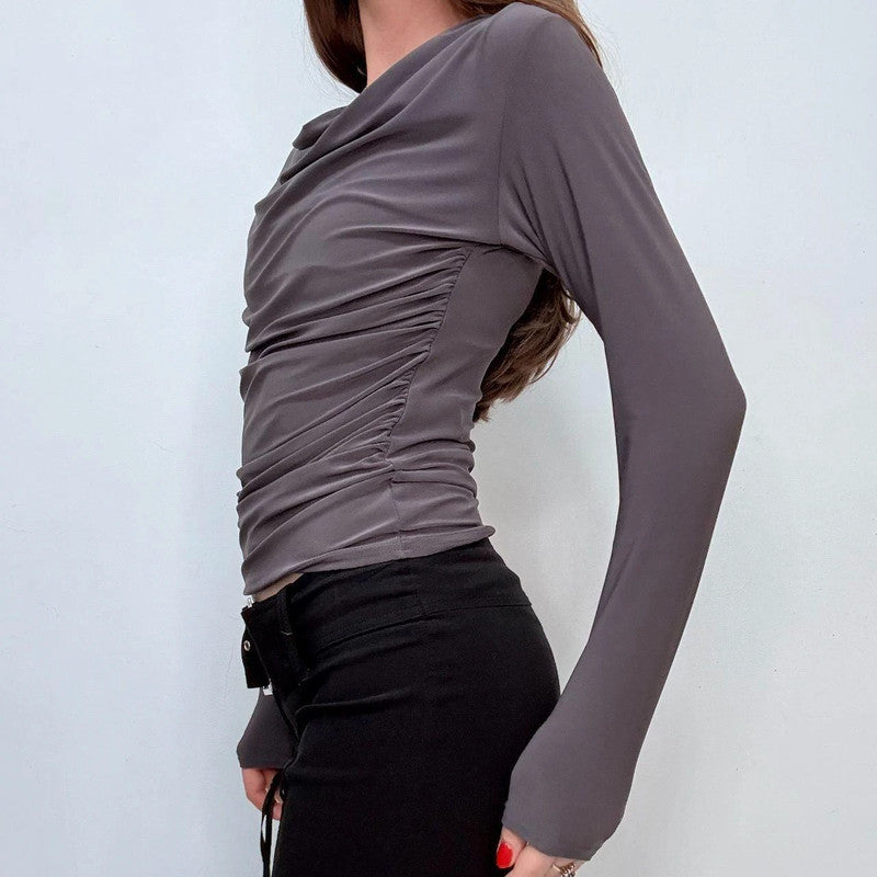 grey draped slouchy t-shirt