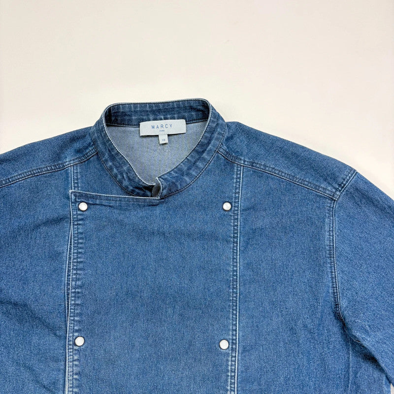 asymmetric denim chef shirt