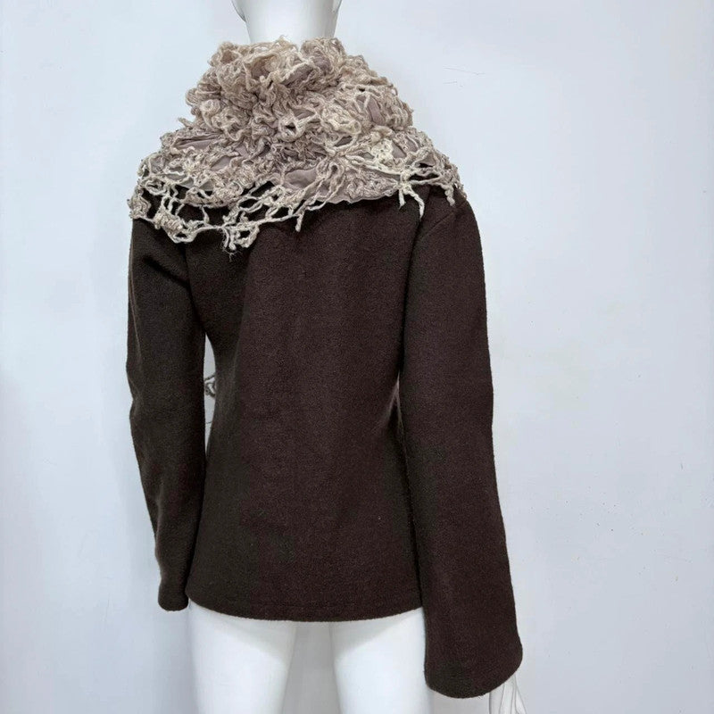 distressed flared wool cashe jumper