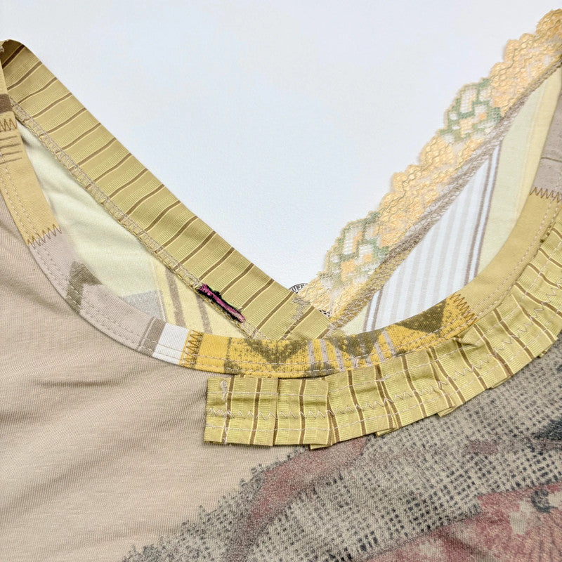 *Save the Queen* khaki lace patterned top