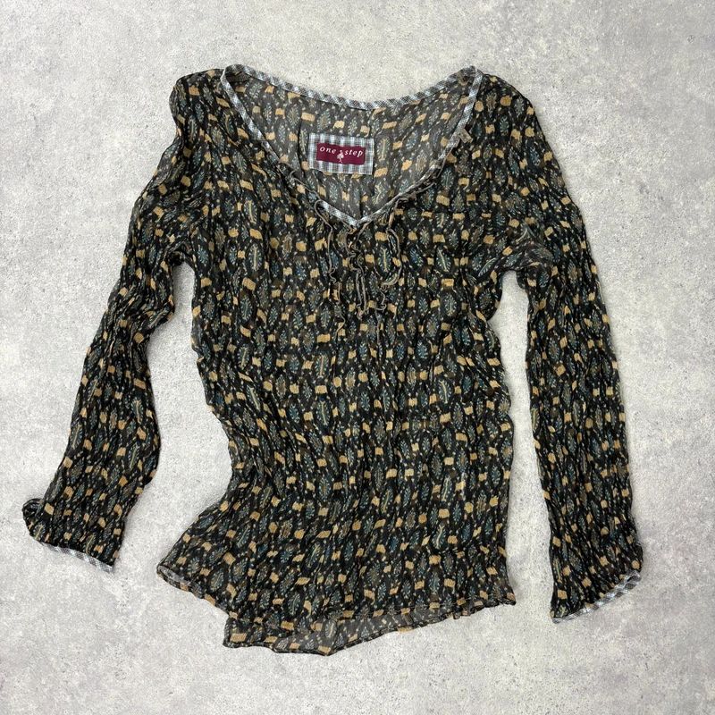 sheer polkadot silk blouse