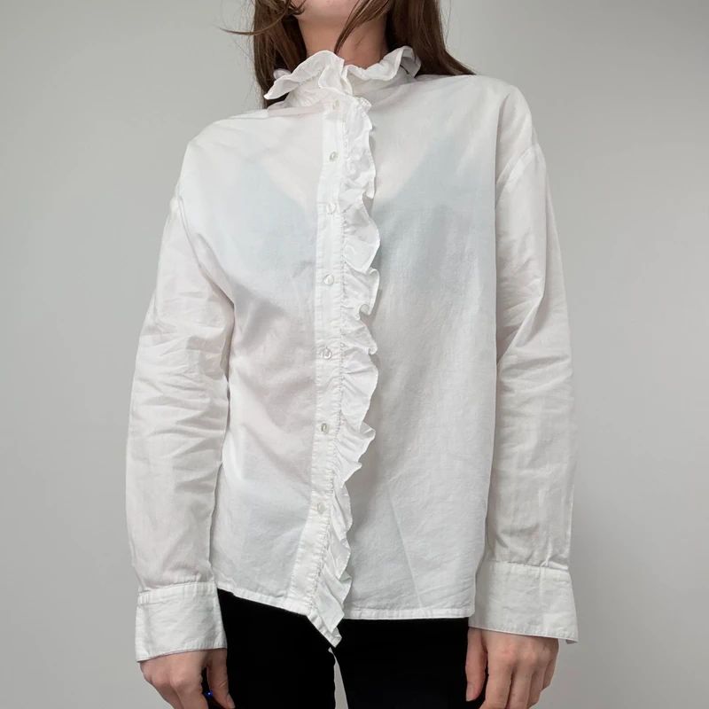 Edwardian white cotton Ruffle Coquette Shirt