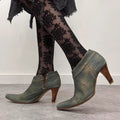 distressed denim archival heels