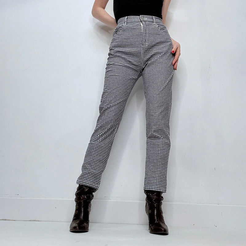 Navy gingham cropped trousers