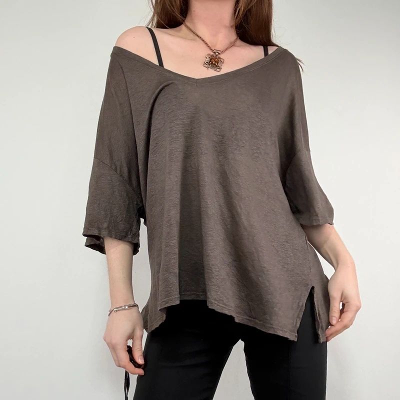 brown slouchy batwing t-shirt