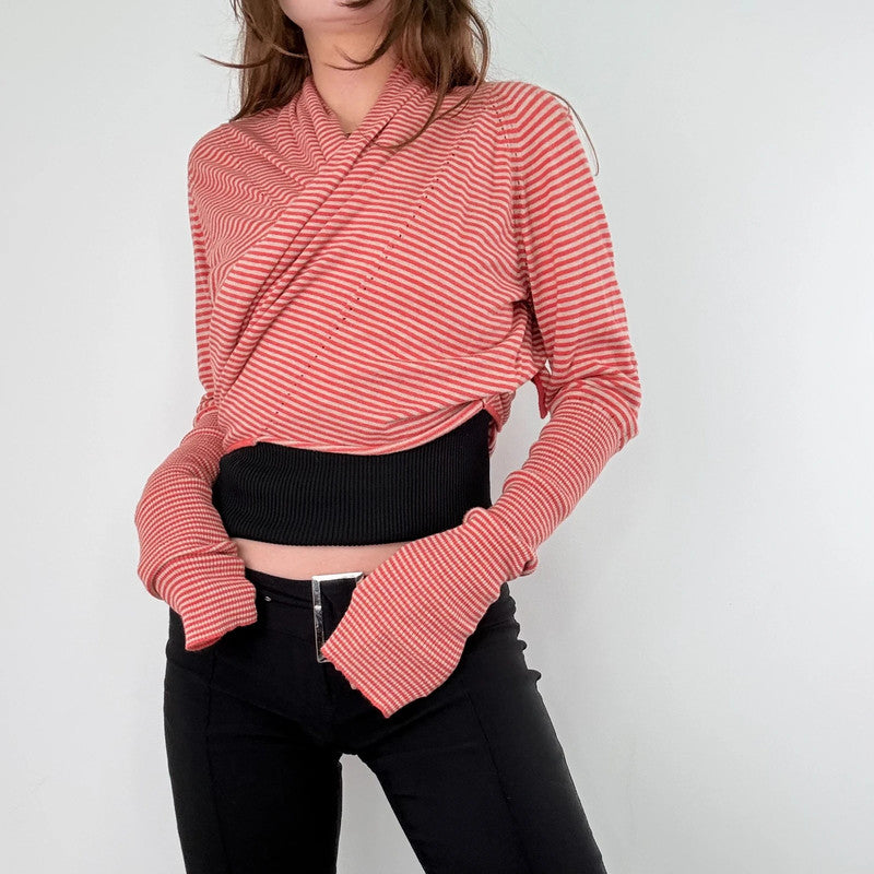 slouchy striped wrap cardigan