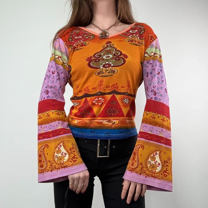 Paisley Flared Sleeve Hippie T-Shirt