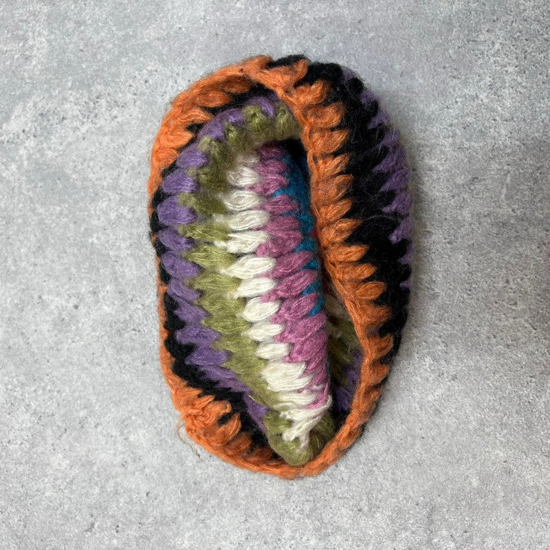 rainbow wool crochet beenie