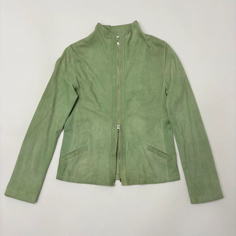 fitted green suede jacket