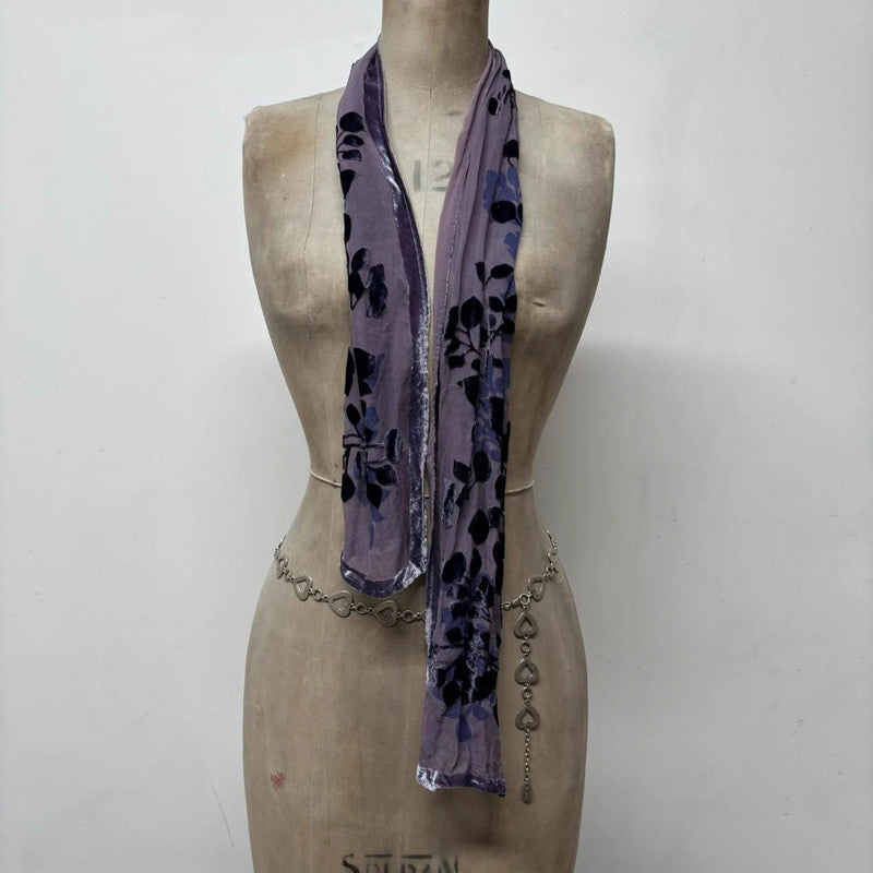 velvet sheer floral silk scarf
