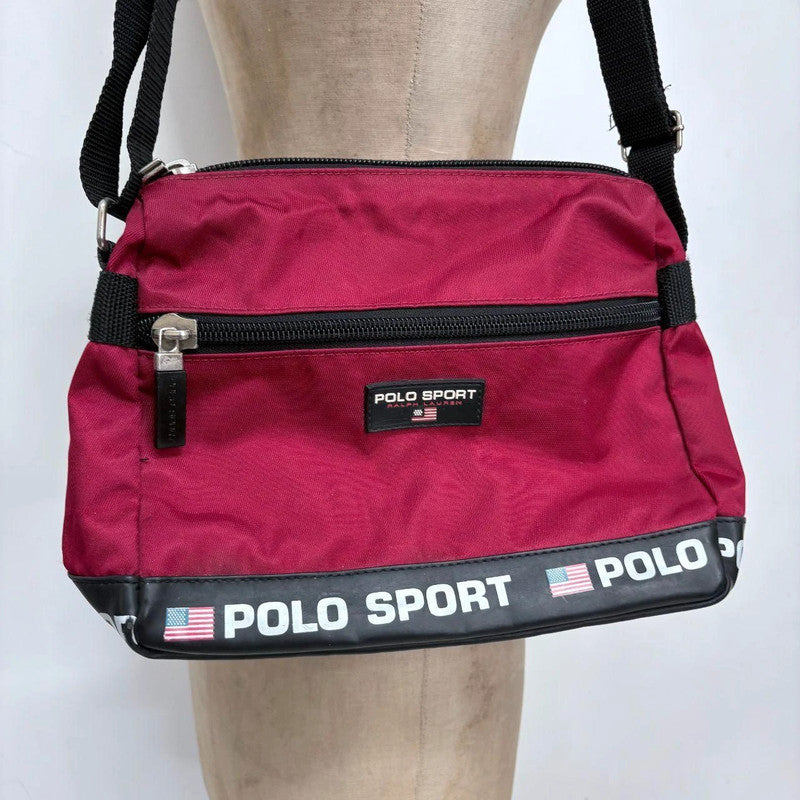 90s red Ralph Lauren polo sport bag